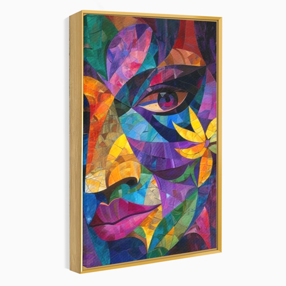 Tablou Canvas Premium, LuxCanva® J1016, Chip in Vitralii, Floare, Portret, Chip, Privire, Femeie, Abstract, Ganduri, Mozaic, Colorat, Design, Artist, Expozitie, Living, Dormitor