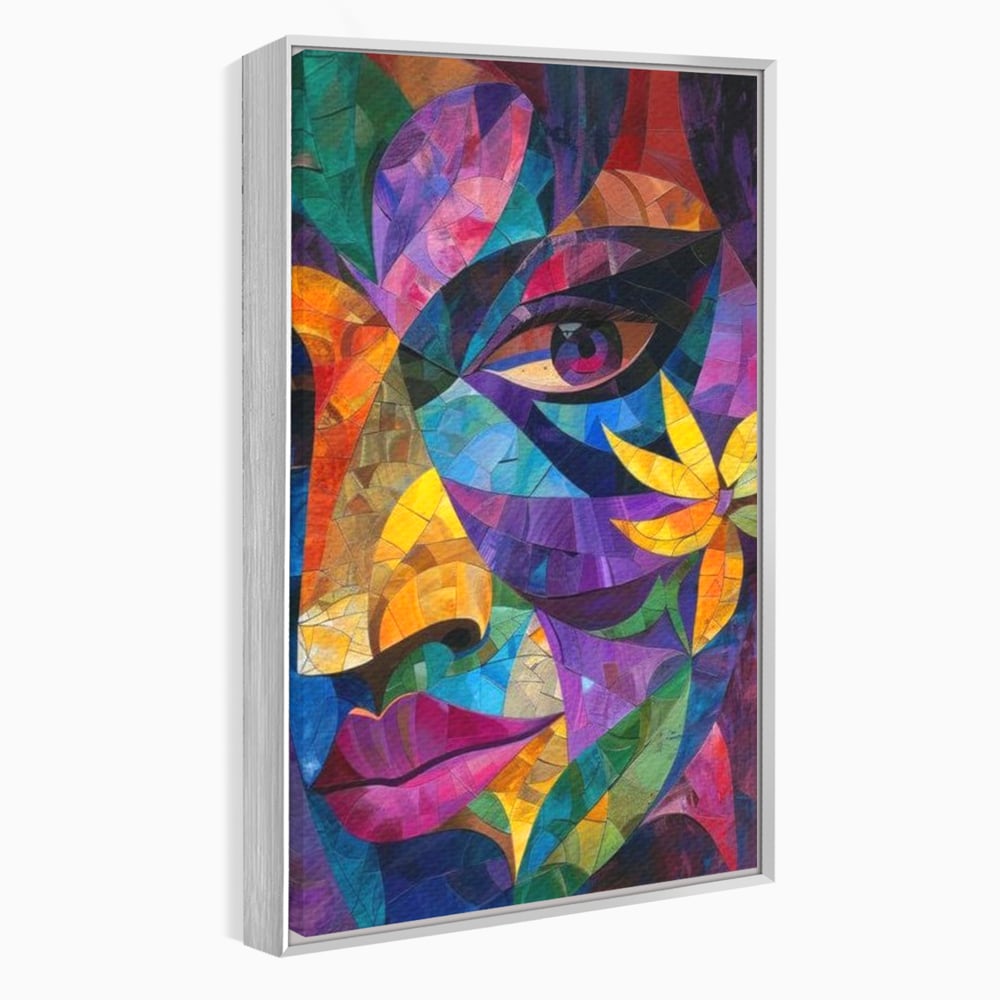 Tablou Canvas Premium, LuxCanva® J1016, Chip in Vitralii, Floare, Portret, Chip, Privire, Femeie, Abstract, Ganduri, Mozaic, Colorat, Design, Artist, Expozitie, Living, Dormitor