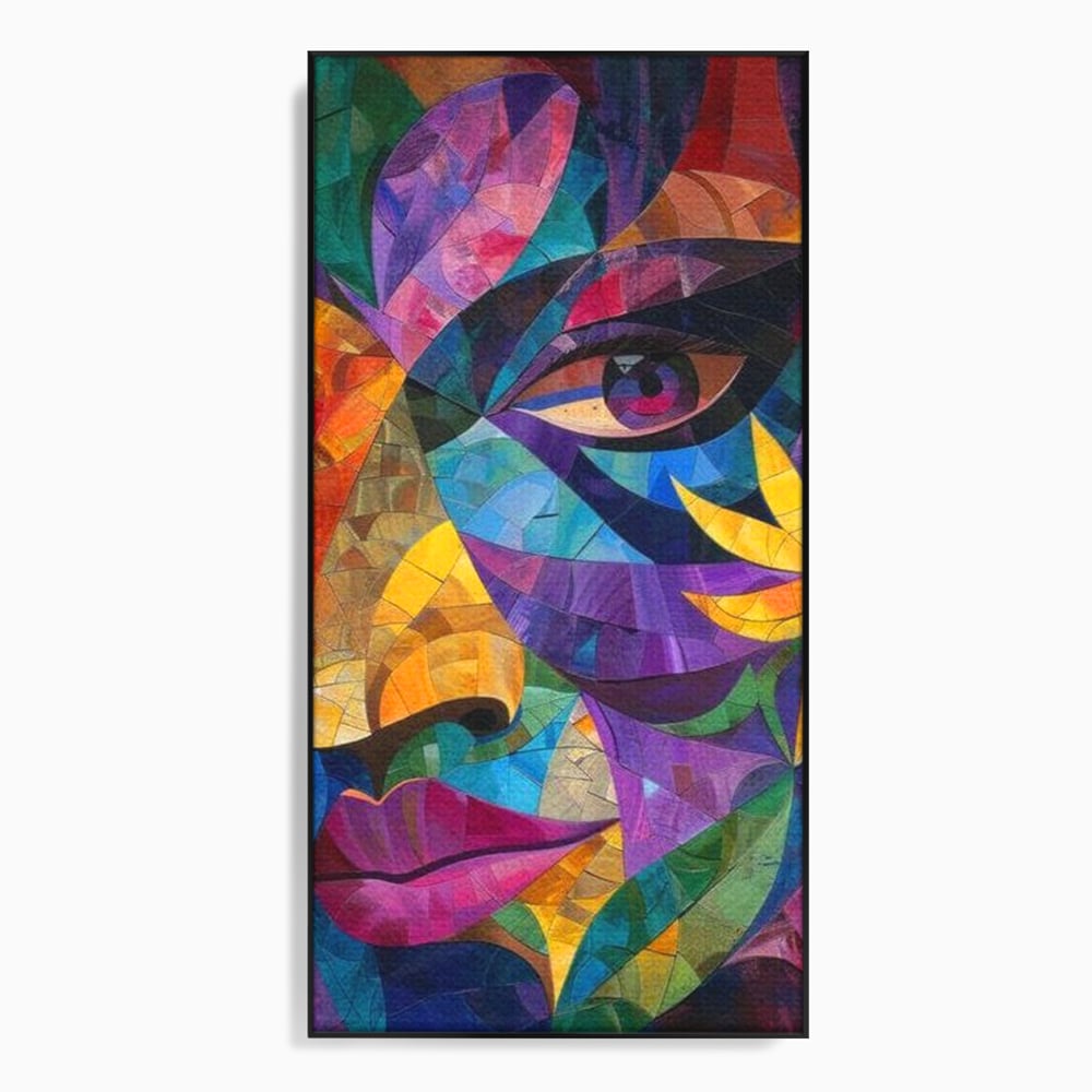Tablou Canvas Premium, LuxCanva® J1016, Chip in Vitralii, Floare, Portret, Chip, Privire, Femeie, Abstract, Ganduri, Mozaic, Colorat, Design, Artist, Expozitie, Living, Dormitor