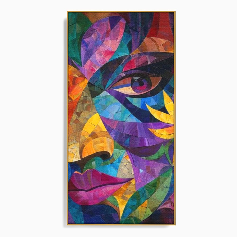Tablou Canvas Premium, LuxCanva® J1016, Chip in Vitralii, Floare, Portret, Chip, Privire, Femeie, Abstract, Ganduri, Mozaic, Colorat, Design, Artist, Expozitie, Living, Dormitor