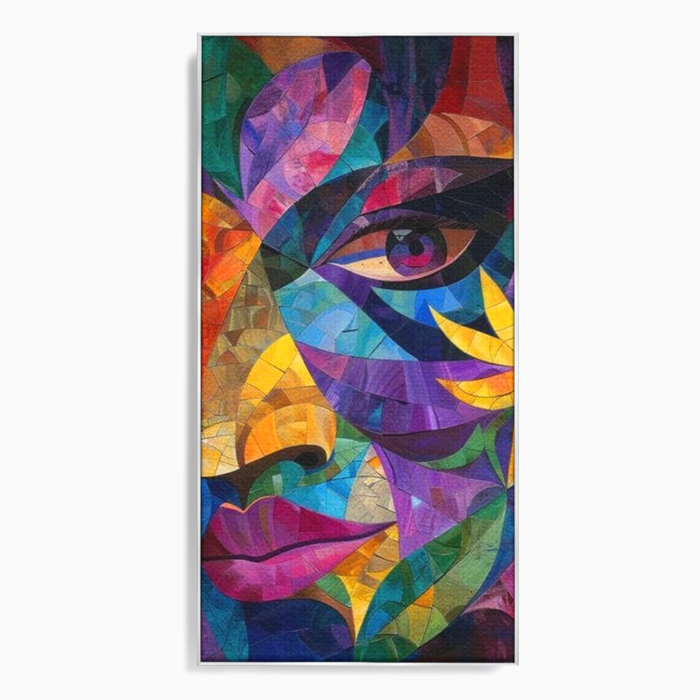 Tablou Canvas Premium, LuxCanva® J1016, Chip in Vitralii, Floare, Portret, Chip, Privire, Femeie, Abstract, Ganduri, Mozaic, Colorat, Design, Artist, Expozitie, Living, Dormitor