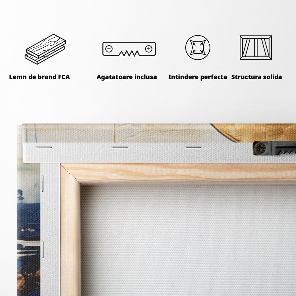 Leinwandbilder Premium, LuxCanva® J1017, Mond im Nachtlicht, Wasser, Astral, Horizont, Kosmisch, Universum, Linien, Marine, Symbolik, Symbolismus, Traumhaft, Licht, Reflexionen, Wohnen, Schlafzimmer