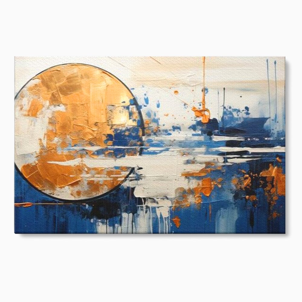 Leinwandbilder Premium, LuxCanva® J1017, Mond im Nachtlicht, Wasser, Astral, Horizont, Kosmisch, Universum, Linien, Marine, Symbolik, Symbolismus, Traumhaft, Licht, Reflexionen, Wohnen, Schlafzimmer