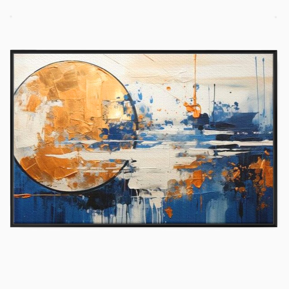 Leinwandbilder Premium, LuxCanva® J1017, Mond im Nachtlicht, Wasser, Astral, Horizont, Kosmisch, Universum, Linien, Marine, Symbolik, Symbolismus, Traumhaft, Licht, Reflexionen, Wohnen, Schlafzimmer