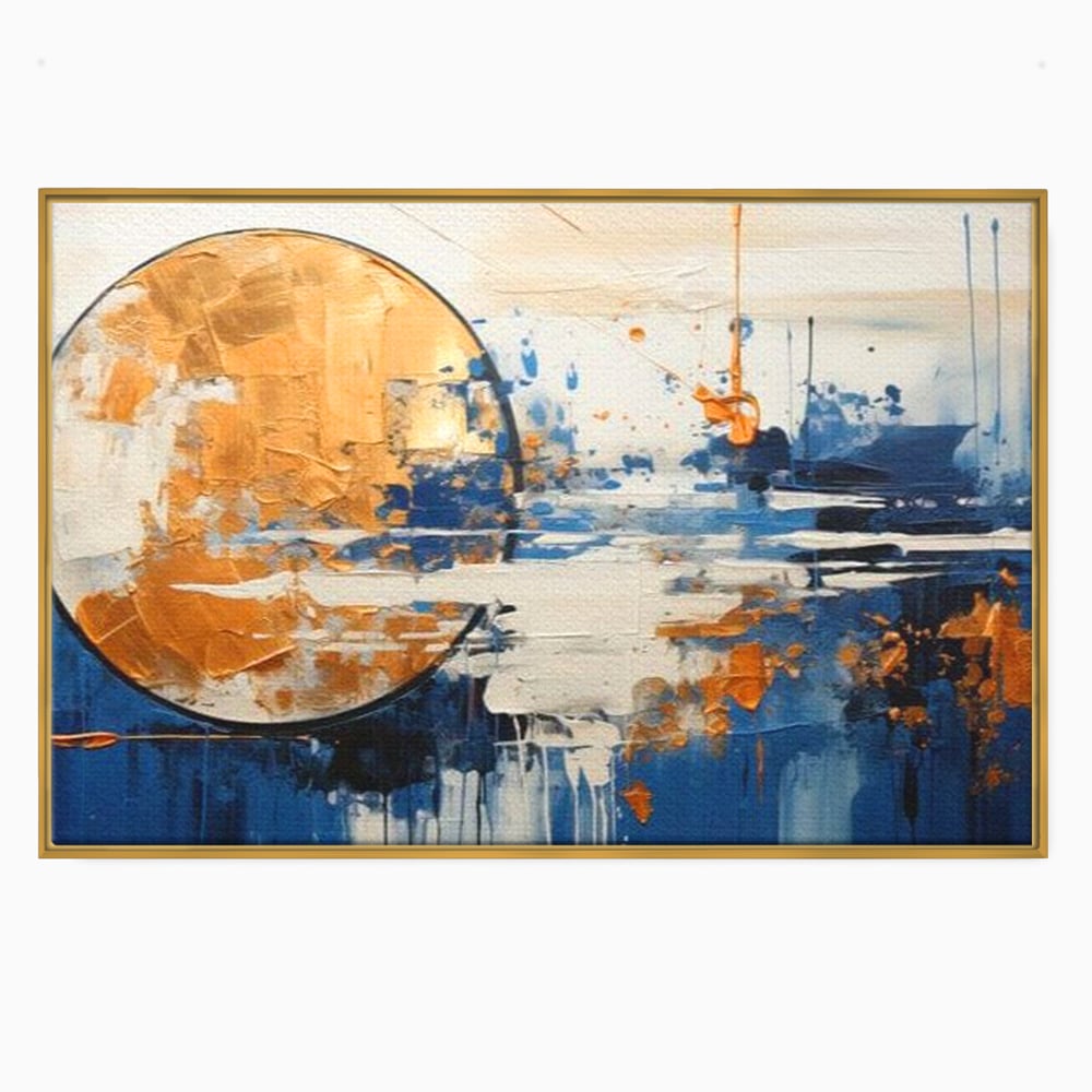 Leinwandbilder Premium, LuxCanva® J1017, Mond im Nachtlicht, Wasser, Astral, Horizont, Kosmisch, Universum, Linien, Marine, Symbolik, Symbolismus, Traumhaft, Licht, Reflexionen, Wohnen, Schlafzimmer