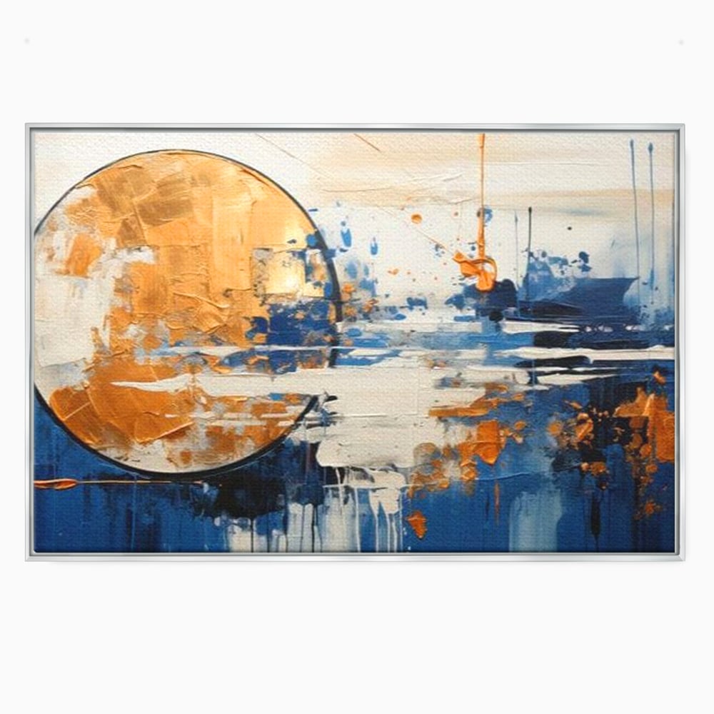 Leinwandbilder Premium, LuxCanva® J1017, Mond im Nachtlicht, Wasser, Astral, Horizont, Kosmisch, Universum, Linien, Marine, Symbolik, Symbolismus, Traumhaft, Licht, Reflexionen, Wohnen, Schlafzimmer