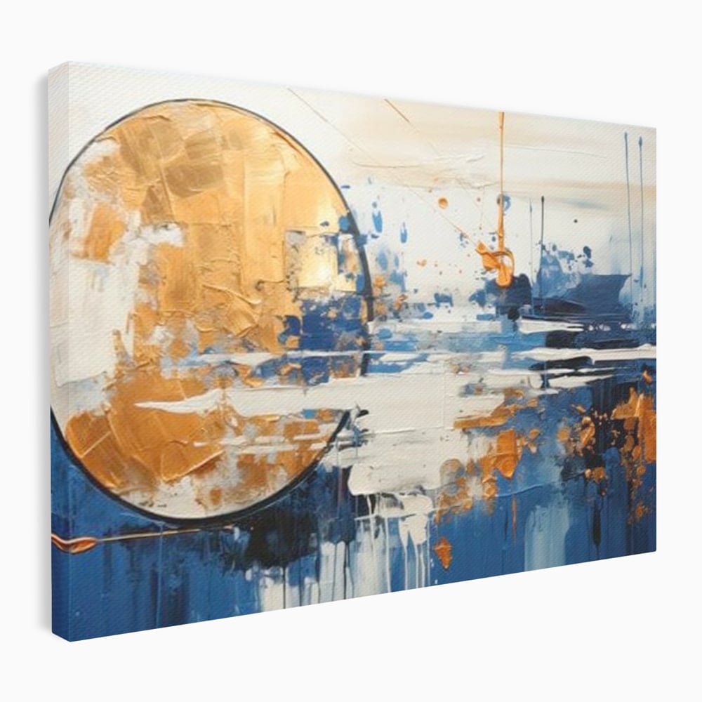 Leinwandbilder Premium, LuxCanva® J1017, Mond im Nachtlicht, Wasser, Astral, Horizont, Kosmisch, Universum, Linien, Marine, Symbolik, Symbolismus, Traumhaft, Licht, Reflexionen, Wohnen, Schlafzimmer