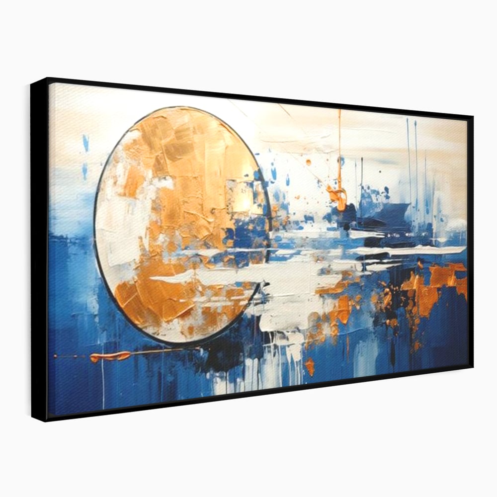 Leinwandbilder Premium, LuxCanva® J1017, Mond im Nachtlicht, Wasser, Astral, Horizont, Kosmisch, Universum, Linien, Marine, Symbolik, Symbolismus, Traumhaft, Licht, Reflexionen, Wohnen, Schlafzimmer