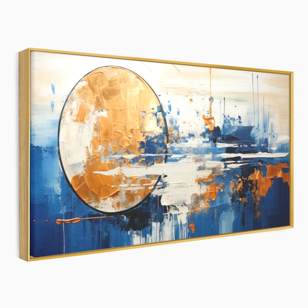 Leinwandbilder Premium, LuxCanva® J1017, Mond im Nachtlicht, Wasser, Astral, Horizont, Kosmisch, Universum, Linien, Marine, Symbolik, Symbolismus, Traumhaft, Licht, Reflexionen, Wohnen, Schlafzimmer