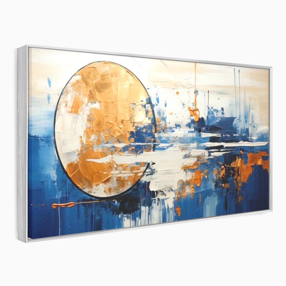 Leinwandbilder Premium, LuxCanva® J1017, Mond im Nachtlicht, Wasser, Astral, Horizont, Kosmisch, Universum, Linien, Marine, Symbolik, Symbolismus, Traumhaft, Licht, Reflexionen, Wohnen, Schlafzimmer