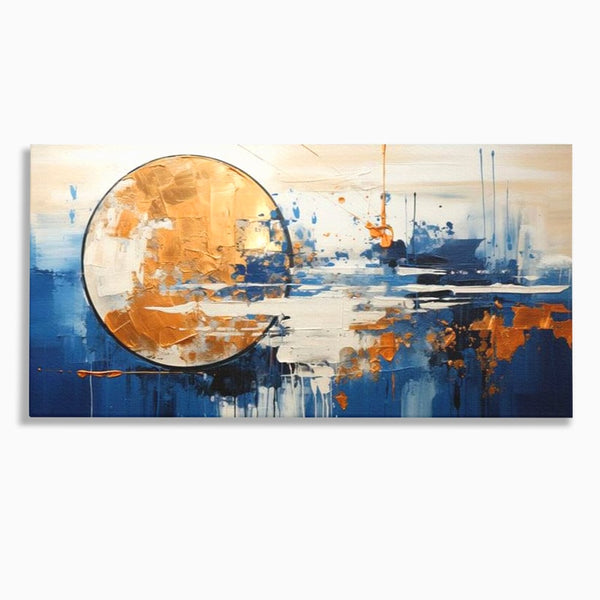 Leinwandbilder Premium, LuxCanva® J1017, Mond im Nachtlicht, Wasser, Astral, Horizont, Kosmisch, Universum, Linien, Marine, Symbolik, Symbolismus, Traumhaft, Licht, Reflexionen, Wohnen, Schlafzimmer