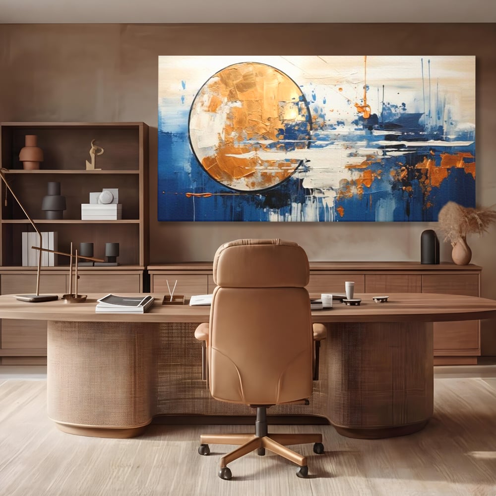 Leinwandbilder Premium, LuxCanva® J1017, Mond im Nachtlicht, Wasser, Astral, Horizont, Kosmisch, Universum, Linien, Marine, Symbolik, Symbolismus, Traumhaft, Licht, Reflexionen, Wohnen, Schlafzimmer