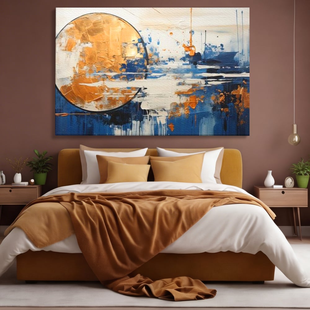Leinwandbilder Premium, LuxCanva® J1017, Mond im Nachtlicht, Wasser, Astral, Horizont, Kosmisch, Universum, Linien, Marine, Symbolik, Symbolismus, Traumhaft, Licht, Reflexionen, Wohnen, Schlafzimmer