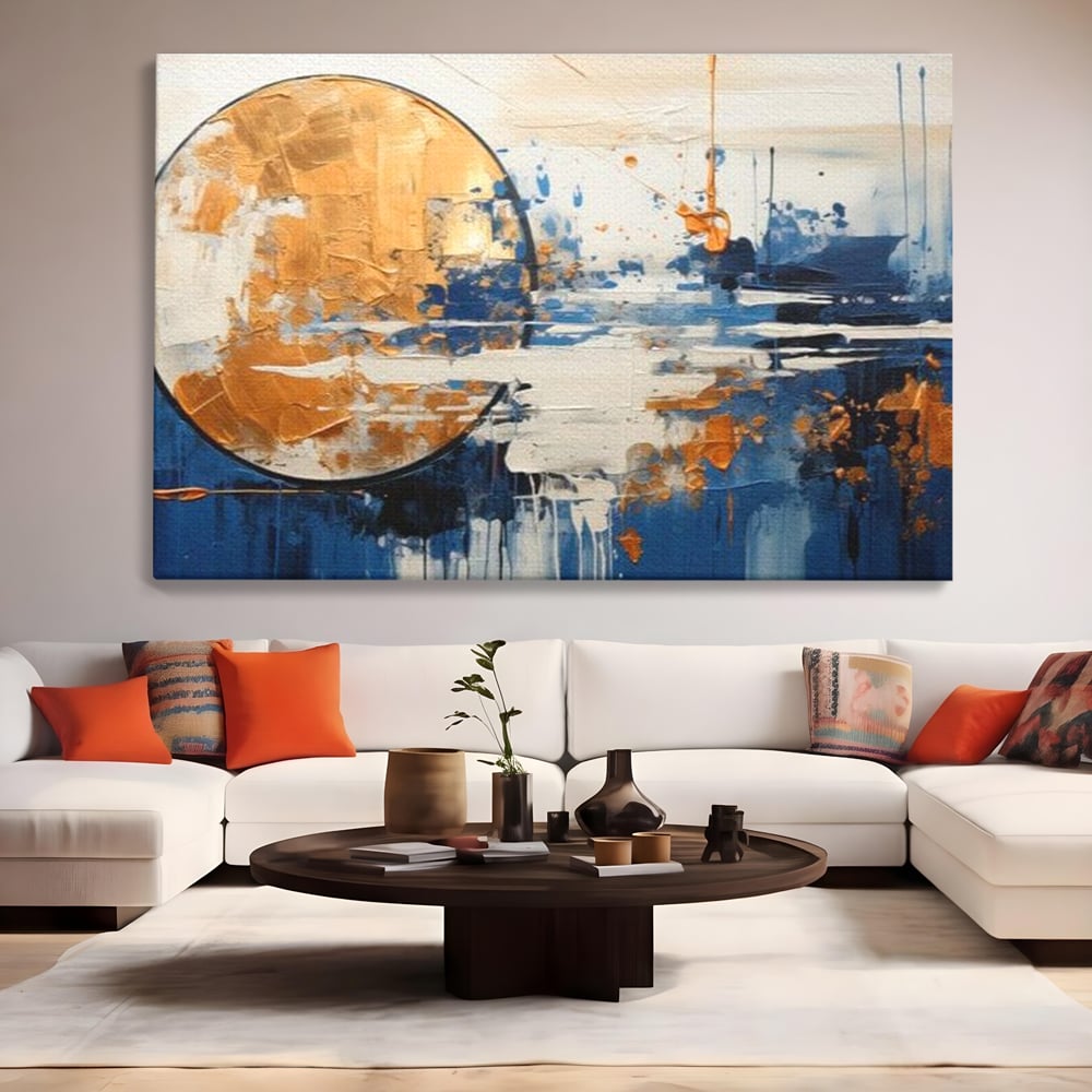Leinwandbilder Premium, LuxCanva® J1017, Mond im Nachtlicht, Wasser, Astral, Horizont, Kosmisch, Universum, Linien, Marine, Symbolik, Symbolismus, Traumhaft, Licht, Reflexionen, Wohnen, Schlafzimmer