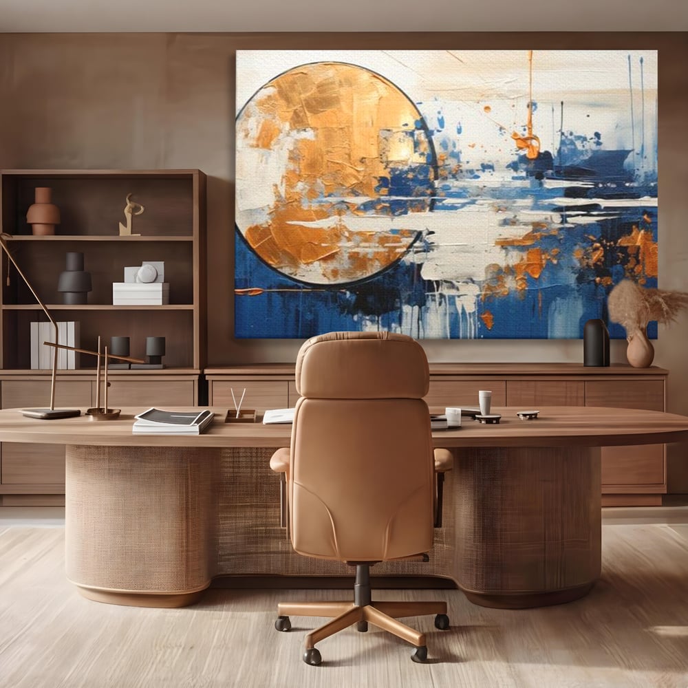 Leinwandbilder Premium, LuxCanva® J1017, Mond im Nachtlicht, Wasser, Astral, Horizont, Kosmisch, Universum, Linien, Marine, Symbolik, Symbolismus, Traumhaft, Licht, Reflexionen, Wohnen, Schlafzimmer