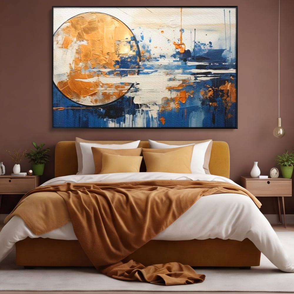 Leinwandbilder Premium, LuxCanva® J1017, Mond im Nachtlicht, Wasser, Astral, Horizont, Kosmisch, Universum, Linien, Marine, Symbolik, Symbolismus, Traumhaft, Licht, Reflexionen, Wohnen, Schlafzimmer