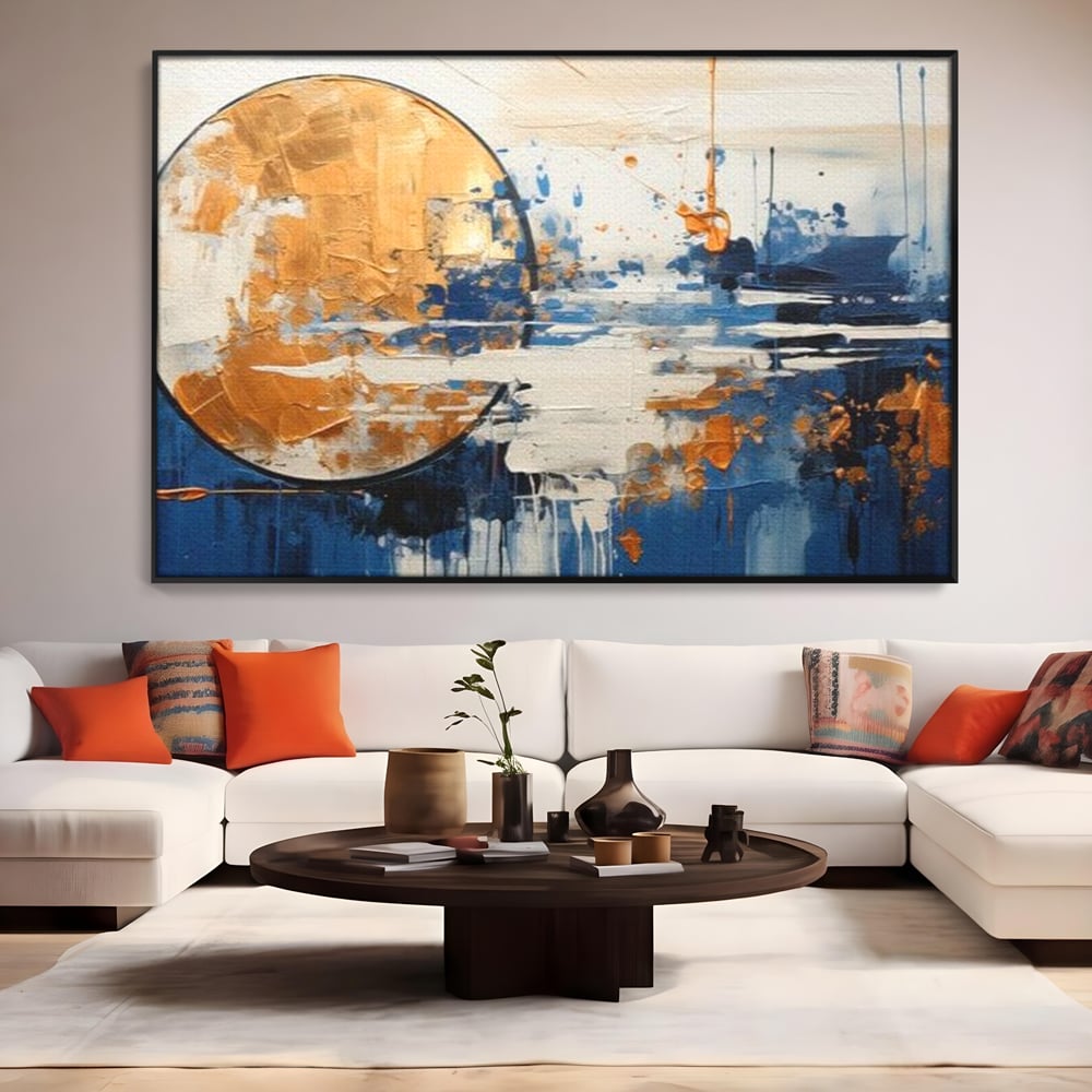 Leinwandbilder Premium, LuxCanva® J1017, Mond im Nachtlicht, Wasser, Astral, Horizont, Kosmisch, Universum, Linien, Marine, Symbolik, Symbolismus, Traumhaft, Licht, Reflexionen, Wohnen, Schlafzimmer