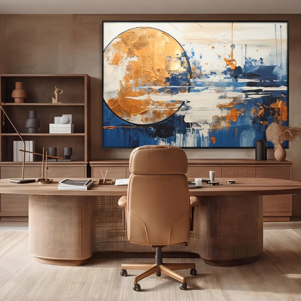 Leinwandbilder Premium, LuxCanva® J1017, Mond im Nachtlicht, Wasser, Astral, Horizont, Kosmisch, Universum, Linien, Marine, Symbolik, Symbolismus, Traumhaft, Licht, Reflexionen, Wohnen, Schlafzimmer