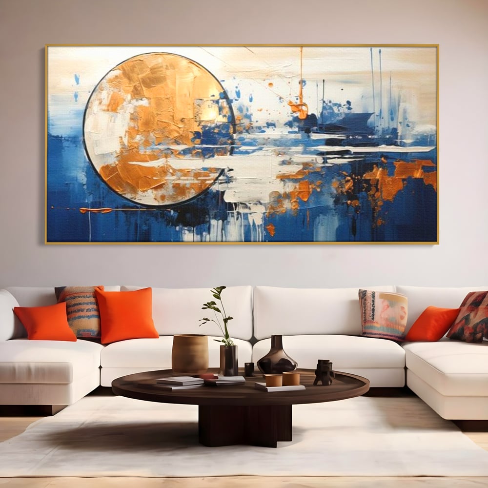 Leinwandbilder Premium, LuxCanva® J1017, Mond im Nachtlicht, Wasser, Astral, Horizont, Kosmisch, Universum, Linien, Marine, Symbolik, Symbolismus, Traumhaft, Licht, Reflexionen, Wohnen, Schlafzimmer