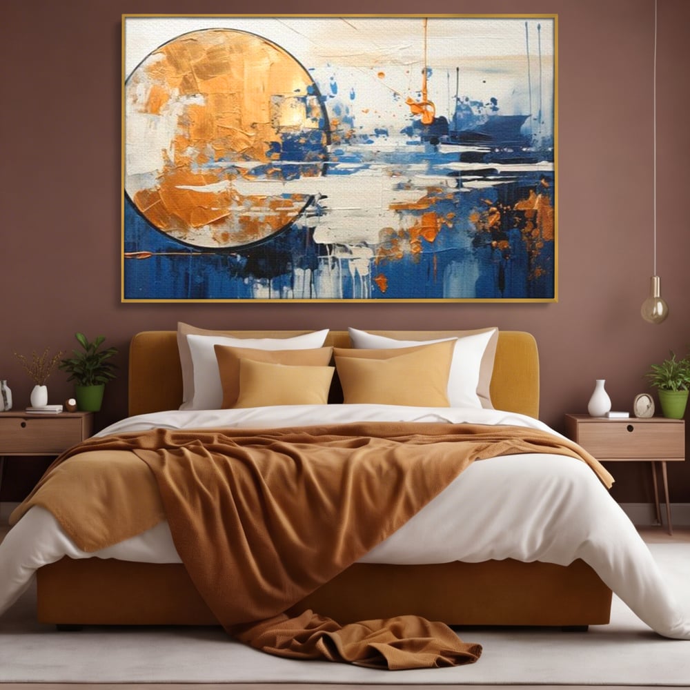 Leinwandbilder Premium, LuxCanva® J1017, Mond im Nachtlicht, Wasser, Astral, Horizont, Kosmisch, Universum, Linien, Marine, Symbolik, Symbolismus, Traumhaft, Licht, Reflexionen, Wohnen, Schlafzimmer