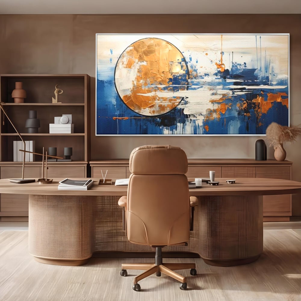 Leinwandbilder Premium, LuxCanva® J1017, Mond im Nachtlicht, Wasser, Astral, Horizont, Kosmisch, Universum, Linien, Marine, Symbolik, Symbolismus, Traumhaft, Licht, Reflexionen, Wohnen, Schlafzimmer
