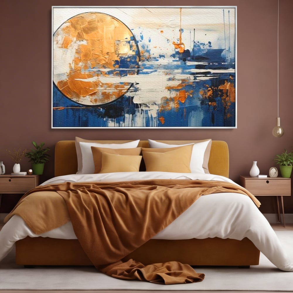 Leinwandbilder Premium, LuxCanva® J1017, Mond im Nachtlicht, Wasser, Astral, Horizont, Kosmisch, Universum, Linien, Marine, Symbolik, Symbolismus, Traumhaft, Licht, Reflexionen, Wohnen, Schlafzimmer