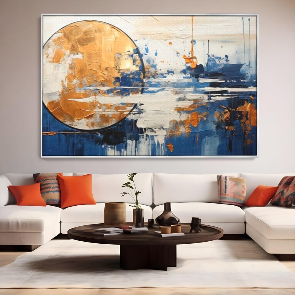 Leinwandbilder Premium, LuxCanva® J1017, Mond im Nachtlicht, Wasser, Astral, Horizont, Kosmisch, Universum, Linien, Marine, Symbolik, Symbolismus, Traumhaft, Licht, Reflexionen, Wohnen, Schlafzimmer