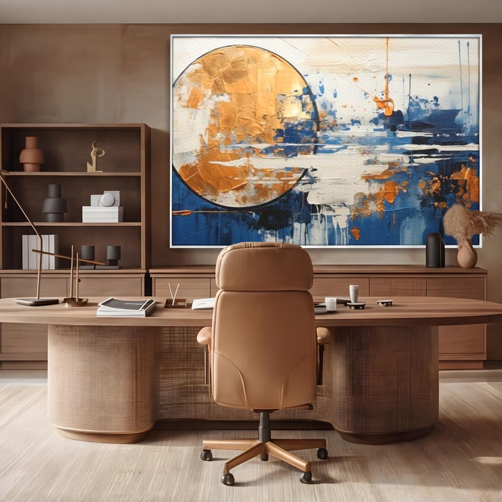 Leinwandbilder Premium, LuxCanva® J1017, Mond im Nachtlicht, Wasser, Astral, Horizont, Kosmisch, Universum, Linien, Marine, Symbolik, Symbolismus, Traumhaft, Licht, Reflexionen, Wohnen, Schlafzimmer