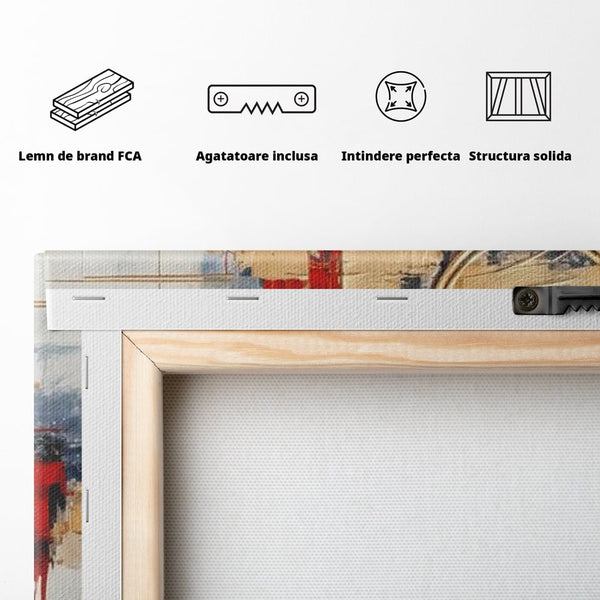 Tablou Canvas Premium, LuxCanva® J1018, Alchimie Geometrica,  Arta, Abstracta, Cercuri, Auriu, 3D, Orbita, Cobalt, Simbolism, Design, Decoratiune, Magie, Living, Dormitor