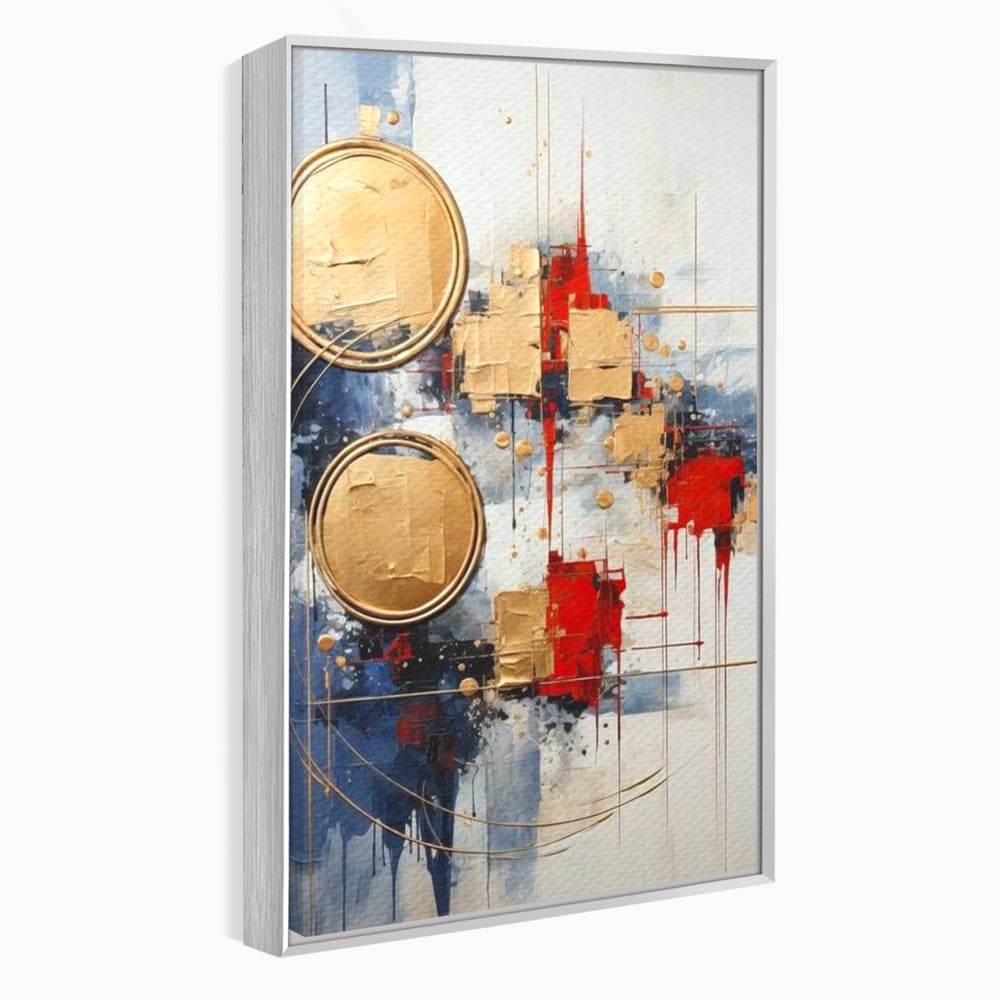 Tablou Canvas Premium, LuxCanva® J1018, Alchimie Geometrica,  Arta, Abstracta, Cercuri, Auriu, 3D, Orbita, Cobalt, Simbolism, Design, Decoratiune, Magie, Living, Dormitor