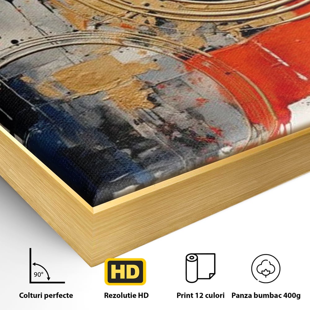 Tablou Canvas Premium, LuxCanva® J1020, Cercurile Timpului, Emotie, Cercuri, Aurii, Curgator, Compozitie, Decor, Statement, Impact, Frumos, Tuse, Living, Dormitor