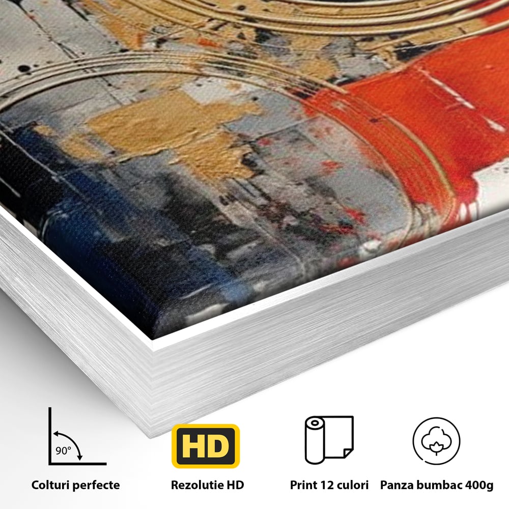 Tablou Canvas Premium, LuxCanva® J1020, Cercurile Timpului, Emotie, Cercuri, Aurii, Curgator, Compozitie, Decor, Statement, Impact, Frumos, Tuse, Living, Dormitor