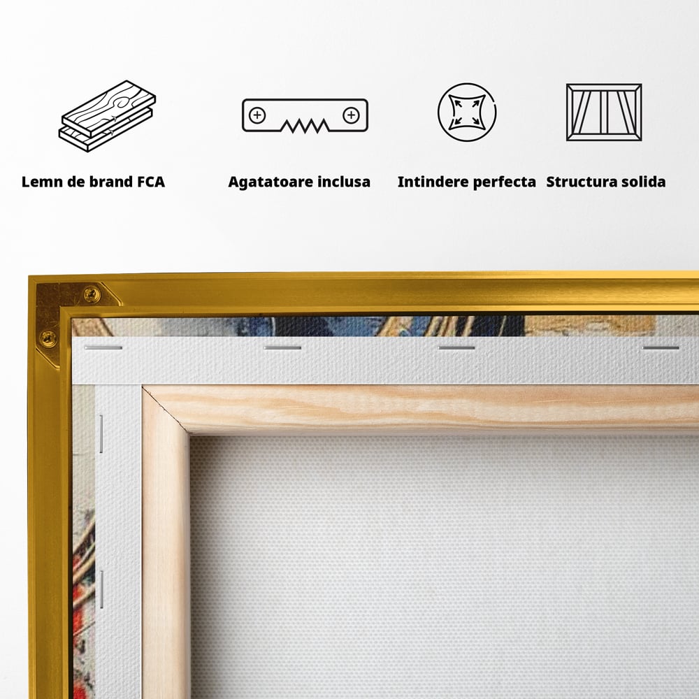 Tablou Canvas Premium, LuxCanva® J1020, Cercurile Timpului, Emotie, Cercuri, Aurii, Curgator, Compozitie, Decor, Statement, Impact, Frumos, Tuse, Living, Dormitor