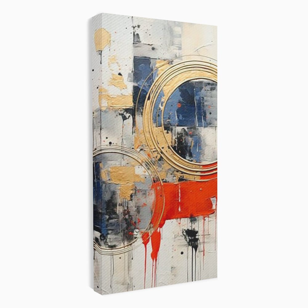 Tablou Canvas Premium, LuxCanva® J1020, Cercurile Timpului, Emotie, Cercuri, Aurii, Curgator, Compozitie, Decor, Statement, Impact, Frumos, Tuse, Living, Dormitor