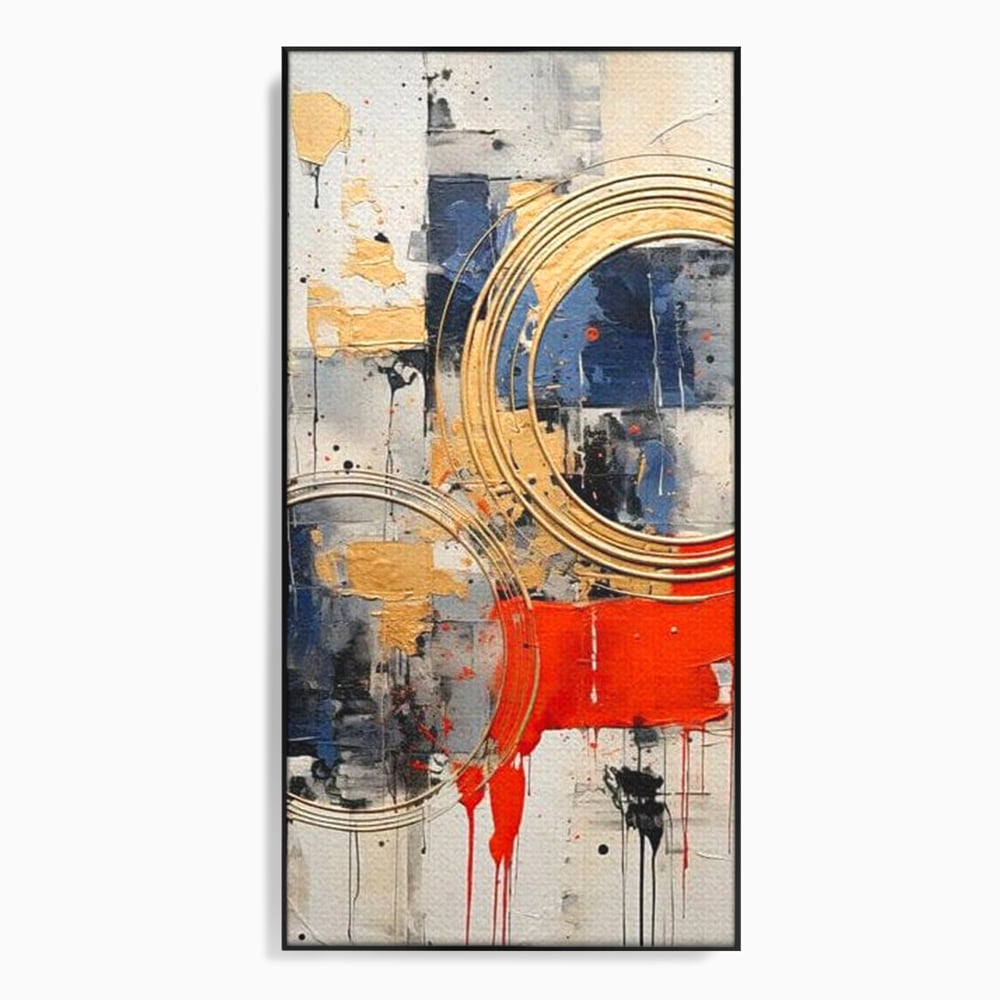 Tablou Canvas Premium, LuxCanva® J1020, Cercurile Timpului, Emotie, Cercuri, Aurii, Curgator, Compozitie, Decor, Statement, Impact, Frumos, Tuse, Living, Dormitor
