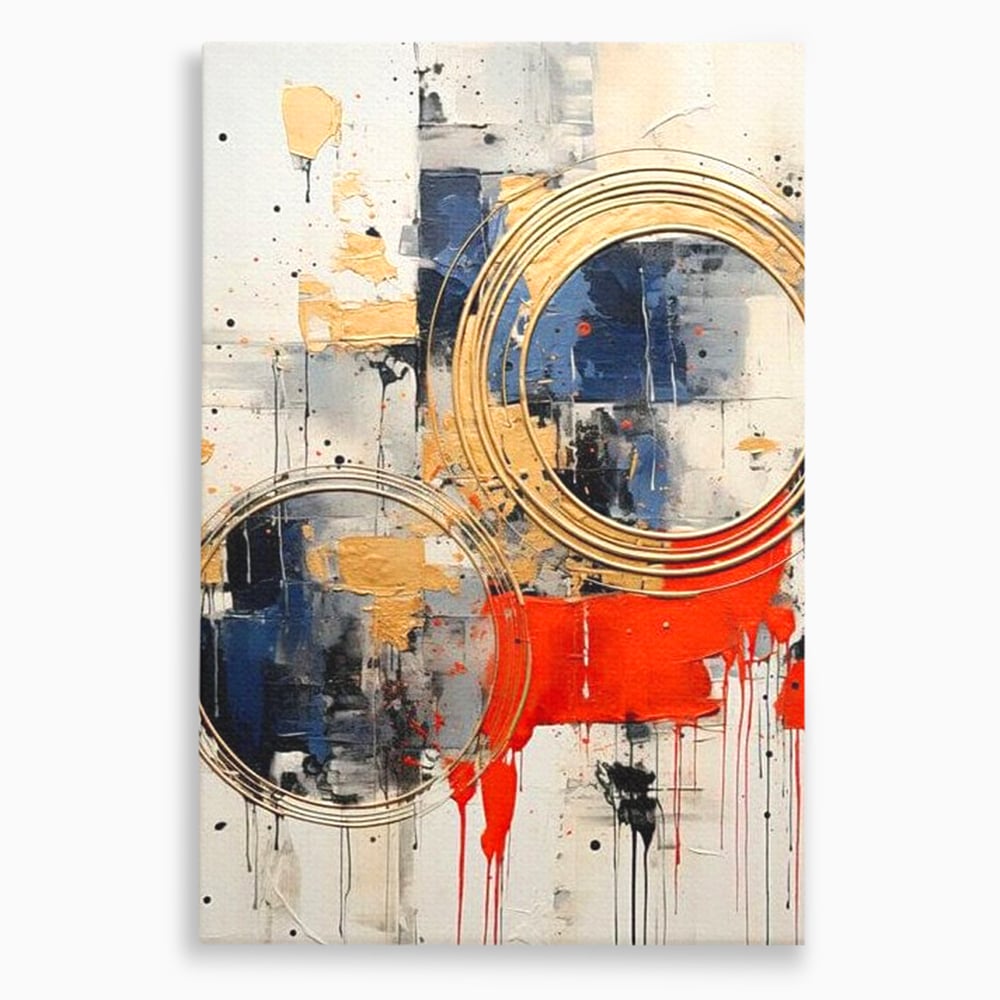 Tablou Canvas Premium, LuxCanva® J1020, Cercurile Timpului, Emotie, Cercuri, Aurii, Curgator, Compozitie, Decor, Statement, Impact, Frumos, Tuse, Living, Dormitor