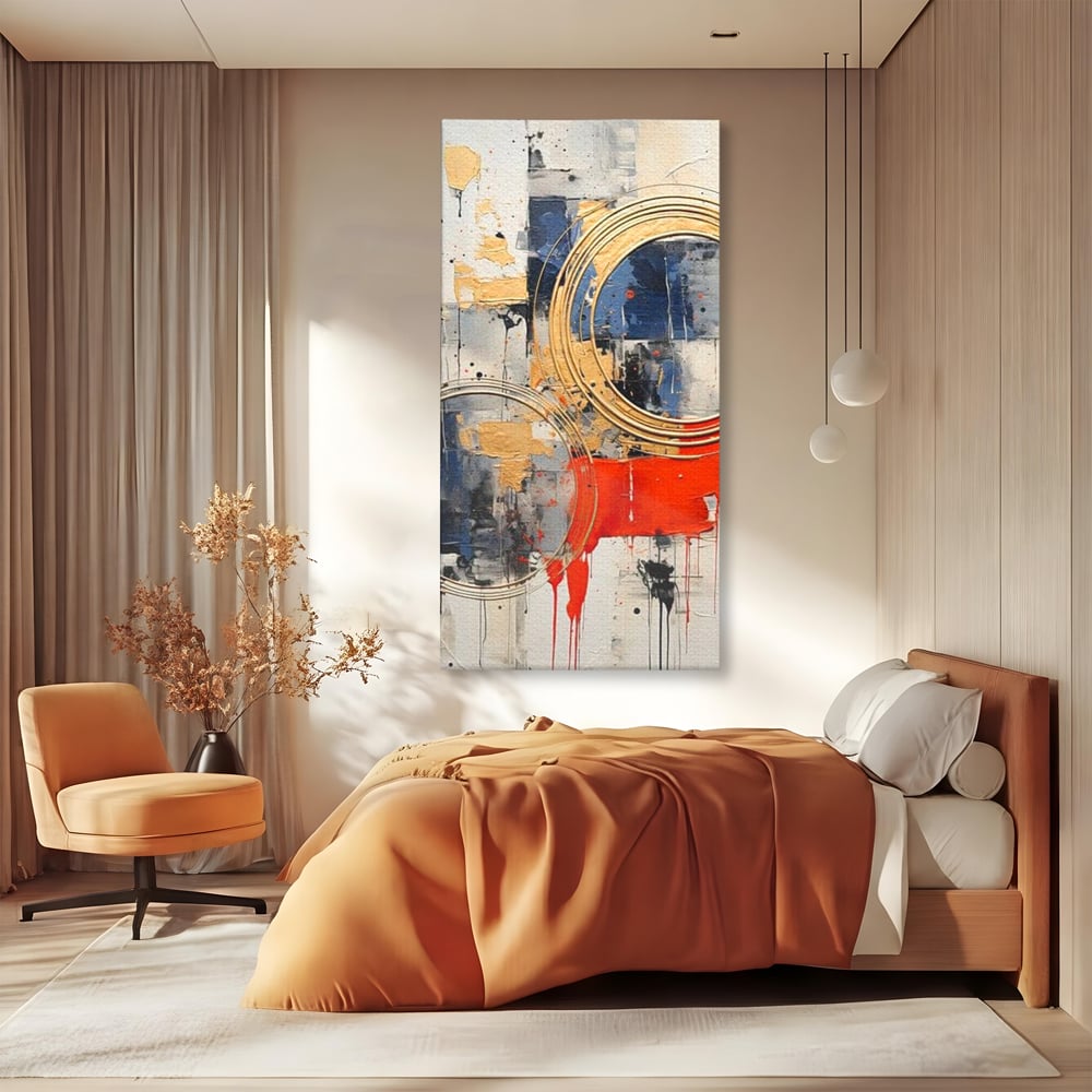 Tablou Canvas Premium, LuxCanva® J1020, Cercurile Timpului, Emotie, Cercuri, Aurii, Curgator, Compozitie, Decor, Statement, Impact, Frumos, Tuse, Living, Dormitor