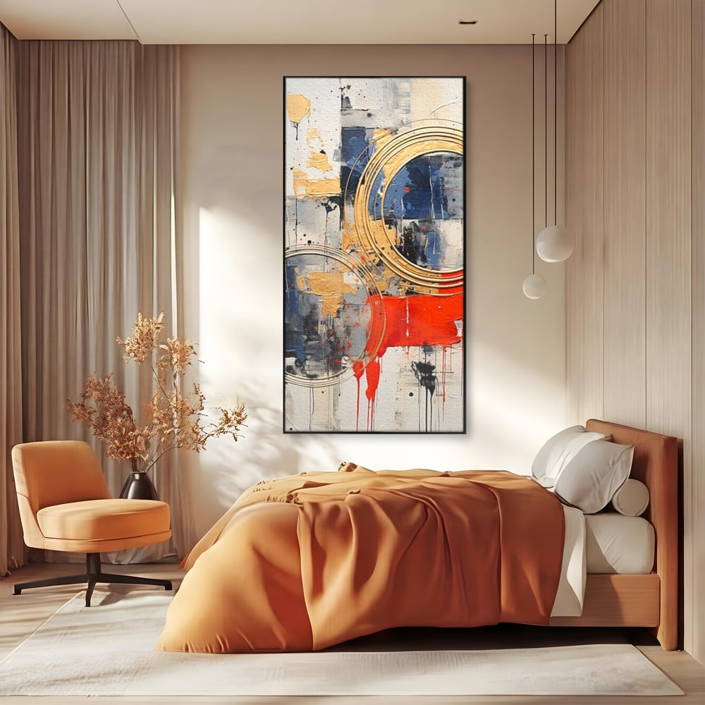 Tablou Canvas Premium, LuxCanva® J1020, Cercurile Timpului, Emotie, Cercuri, Aurii, Curgator, Compozitie, Decor, Statement, Impact, Frumos, Tuse, Living, Dormitor