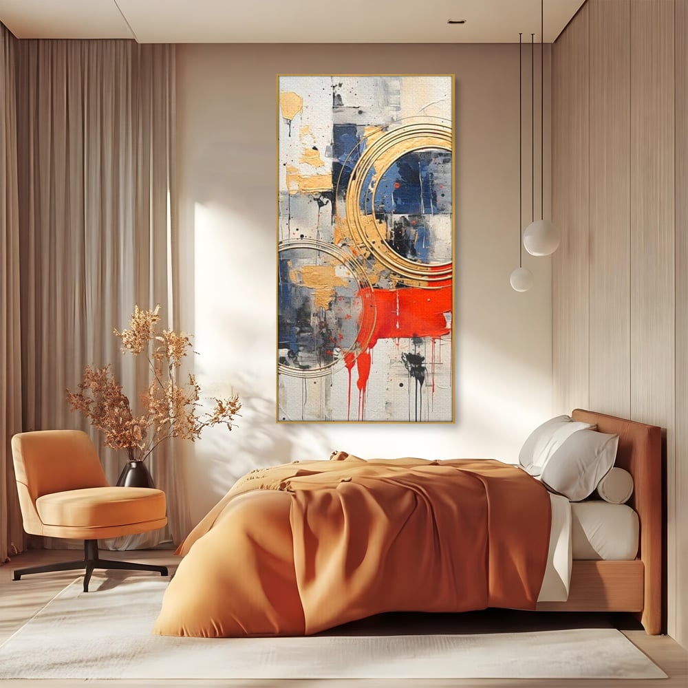 Tablou Canvas Premium, LuxCanva® J1020, Cercurile Timpului, Emotie, Cercuri, Aurii, Curgator, Compozitie, Decor, Statement, Impact, Frumos, Tuse, Living, Dormitor