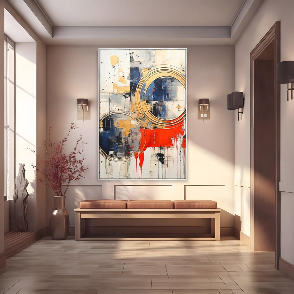 Tablou Canvas Premium, LuxCanva® J1020, Cercurile Timpului, Emotie, Cercuri, Aurii, Curgator, Compozitie, Decor, Statement, Impact, Frumos, Tuse, Living, Dormitor