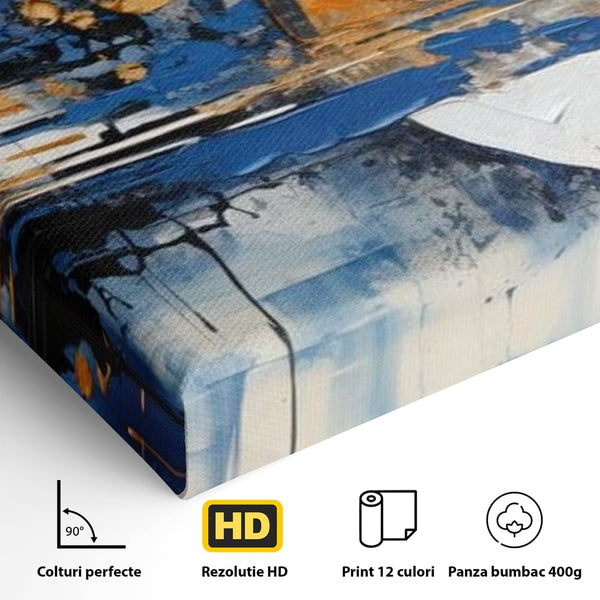 Leinwand Wandkunst Canvas Premium, LuxCanva® J1022, Goldene Eklipse, Glühen, Glitzer, Eleganz, Fluss, Universum, Aufgang, Wirbel, Tanz, Farben, Wellen, Golden, Wohnen, Schlafzimmer