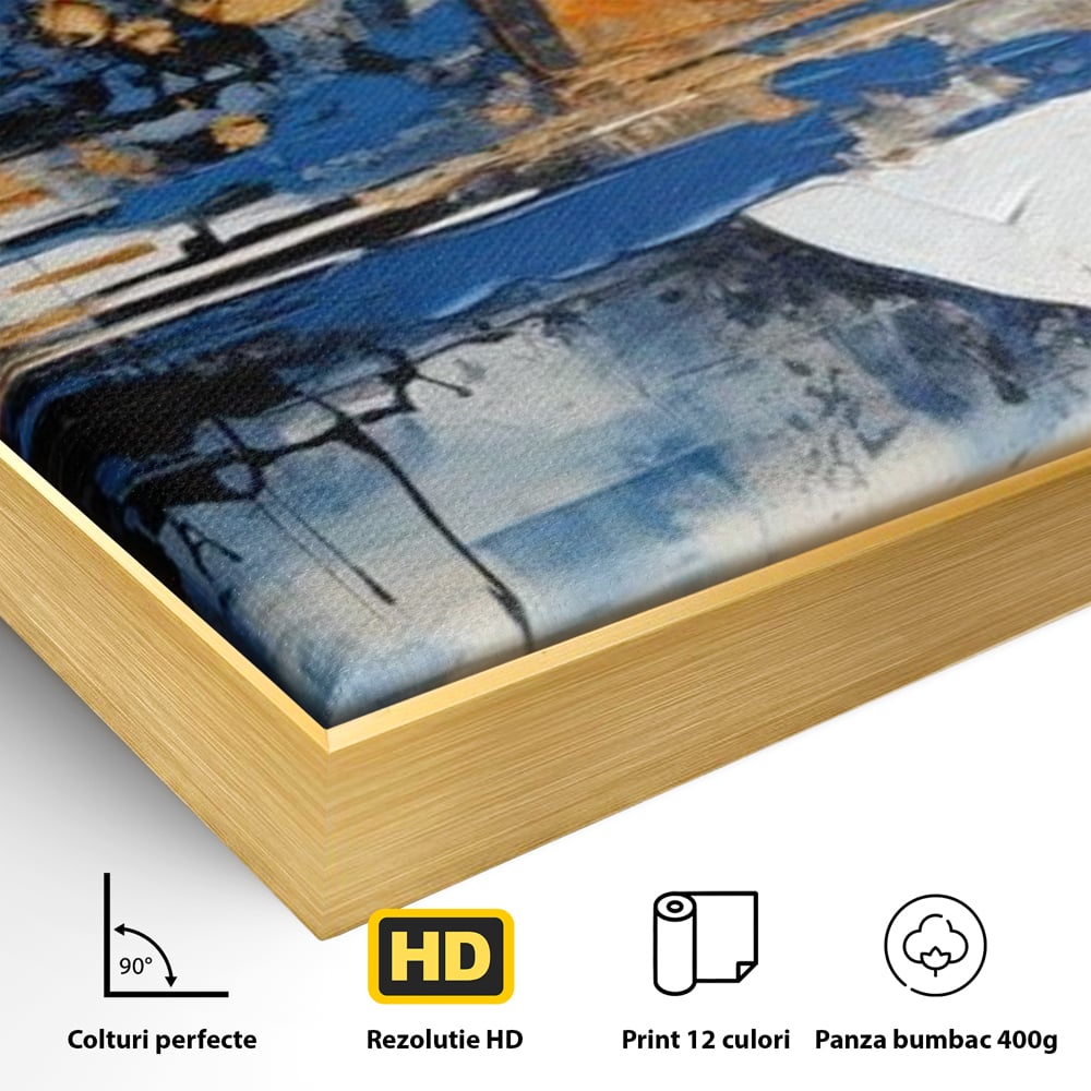 Leinwand Wandkunst Canvas Premium, LuxCanva® J1022, Goldene Eklipse, Glühen, Glitzer, Eleganz, Fluss, Universum, Aufgang, Wirbel, Tanz, Farben, Wellen, Golden, Wohnen, Schlafzimmer