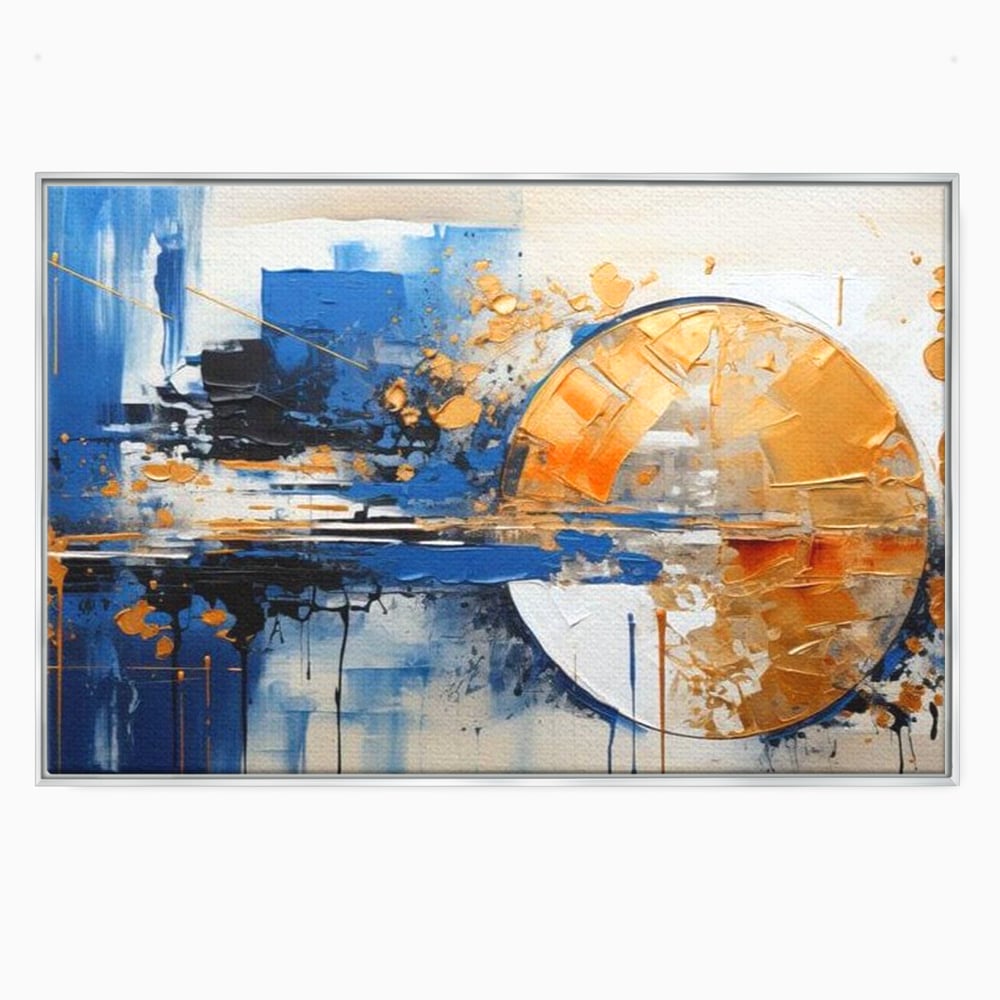 Leinwand Wandkunst Canvas Premium, LuxCanva® J1022, Goldene Eklipse, Glühen, Glitzer, Eleganz, Fluss, Universum, Aufgang, Wirbel, Tanz, Farben, Wellen, Golden, Wohnen, Schlafzimmer