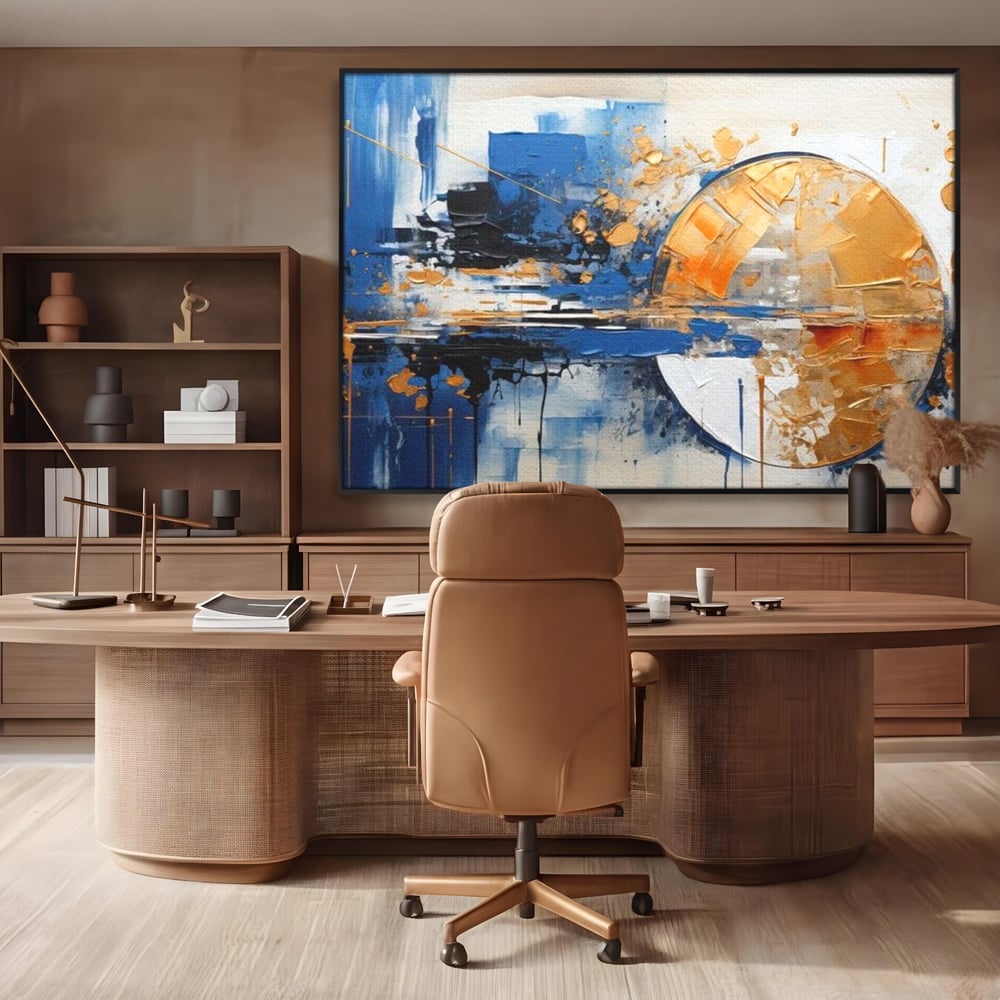 Leinwand Wandkunst Canvas Premium, LuxCanva® J1022, Goldene Eklipse, Glühen, Glitzer, Eleganz, Fluss, Universum, Aufgang, Wirbel, Tanz, Farben, Wellen, Golden, Wohnen, Schlafzimmer