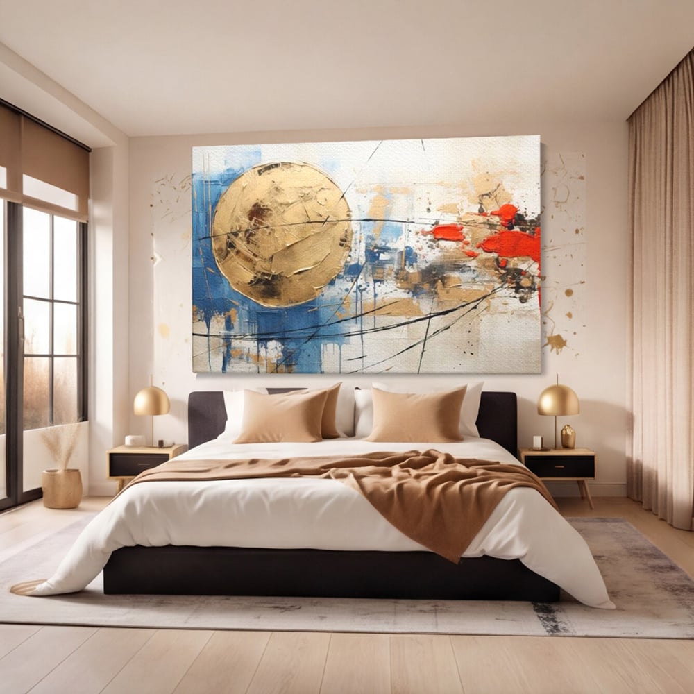 Leinwand Wandkunst Canvas Premium, LuxCanva® J1023, Kosmische Kollision, Universum, Energie, Sterne, Geburt, Feuer, Licht, Aura, Orbit, Leidenschaft, Himmel, Scantee, Wohnen, Schlafzimmer