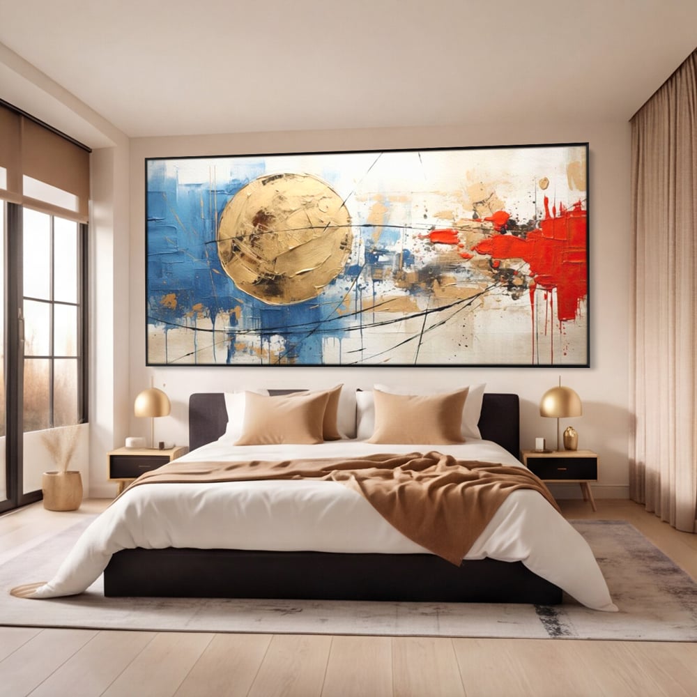 Leinwand Wandkunst Canvas Premium, LuxCanva® J1023, Kosmische Kollision, Universum, Energie, Sterne, Geburt, Feuer, Licht, Aura, Orbit, Leidenschaft, Himmel, Scantee, Wohnen, Schlafzimmer