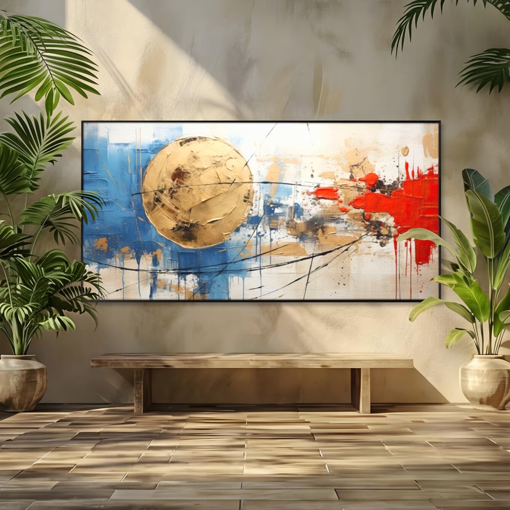 Leinwand Wandkunst Canvas Premium, LuxCanva® J1023, Kosmische Kollision, Universum, Energie, Sterne, Geburt, Feuer, Licht, Aura, Orbit, Leidenschaft, Himmel, Scantee, Wohnen, Schlafzimmer