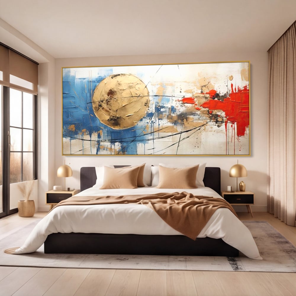 Leinwand Wandkunst Canvas Premium, LuxCanva® J1023, Kosmische Kollision, Universum, Energie, Sterne, Geburt, Feuer, Licht, Aura, Orbit, Leidenschaft, Himmel, Scantee, Wohnen, Schlafzimmer