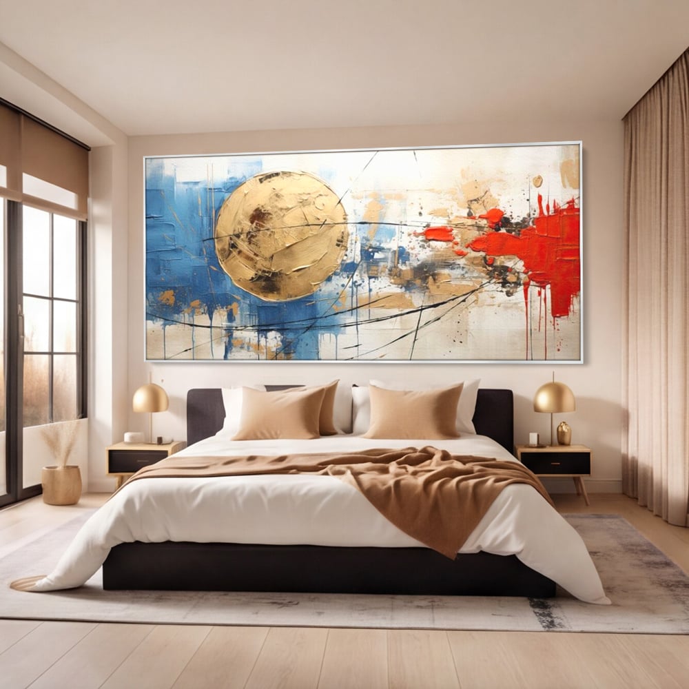 Leinwand Wandkunst Canvas Premium, LuxCanva® J1023, Kosmische Kollision, Universum, Energie, Sterne, Geburt, Feuer, Licht, Aura, Orbit, Leidenschaft, Himmel, Scantee, Wohnen, Schlafzimmer