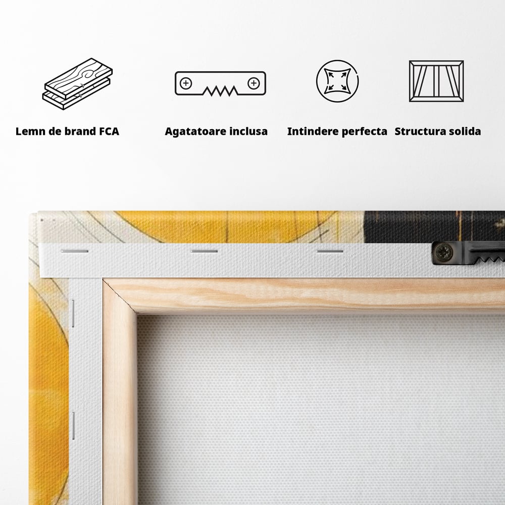 Tablou Canvas Premium, LuxCanva® J1025, Orologiul Universului, Eclipsa, Atractie, Radiatie, Galben, Negru, Mister, Infinit, Cercuri, Solar, Umbre, Living, Dormitor